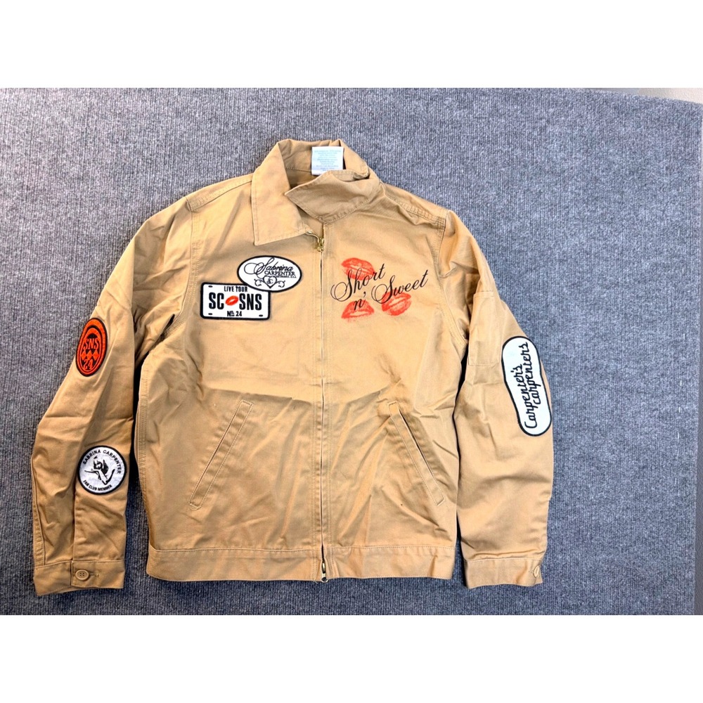 Sabrina Carpenter Short n Sweet Tour 2024 Jacket Tan Workwear Small Graphic Zip